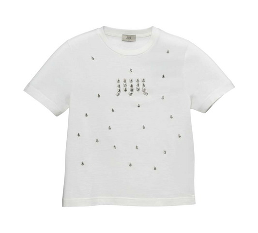 TS005 - JIJIL T-SHIRT SWAROVSKI BIANCO