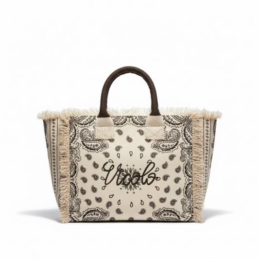 XAB0006 - BORSA IBIZA BANDANA. MEDIA BURRO MORO