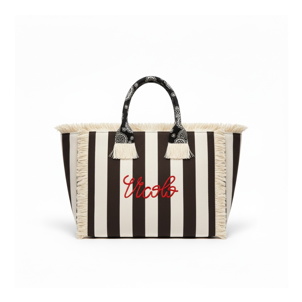 XAB0011 - VICOLO BORSA IBIZA STRIPE MED MORO BURRO