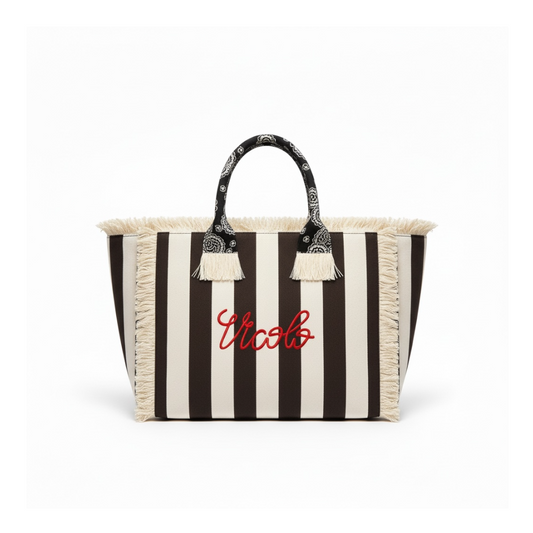 XAB0011 - VICOLO BORSA IBIZA STRIPE MED MORO BURRO