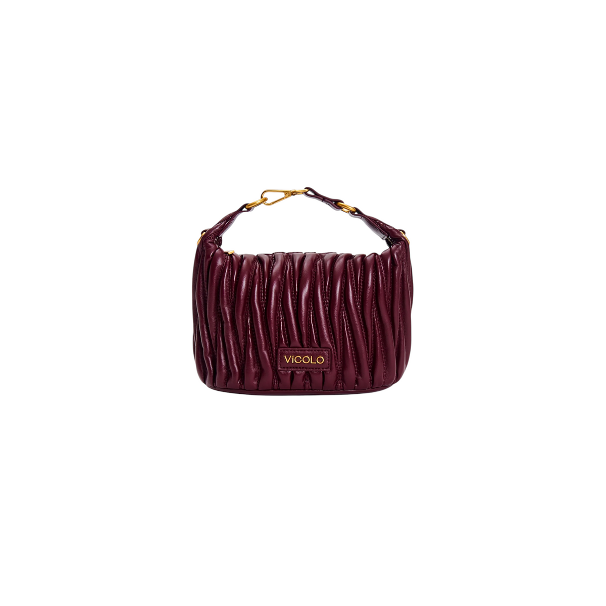 XAC0050 - VICOLO Borsa Hook Ecopelle Trapuntata Puffy-MELANZANA
