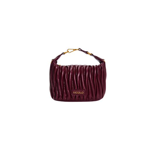 XAC0050 - VICOLO Borsa Hook Ecopelle Trapuntata Puffy-MELANZANA
