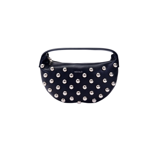 XF0014 - VICOLO BORSA STUDDED CROISSANT NERO