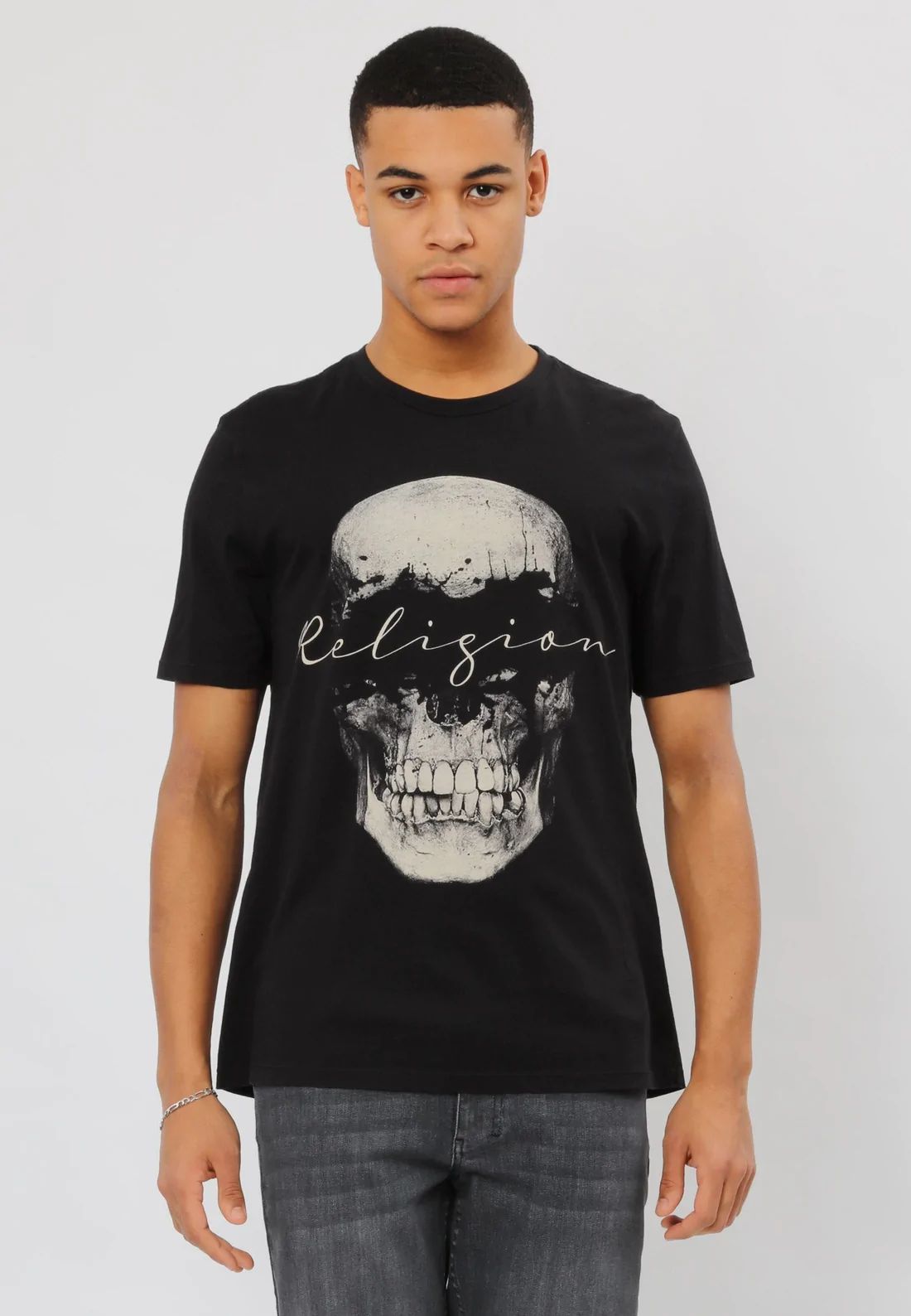 Religion - Camiseta con calavera dividida